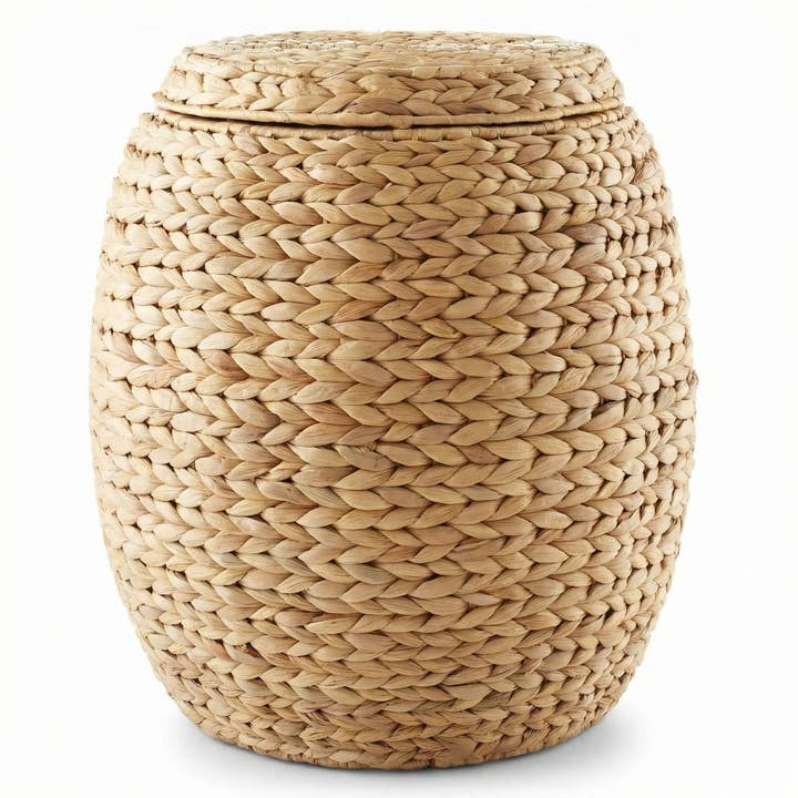 DEILSY™ Natural Round Water Hyacinth Storage Basket with Lid for wholesale by DEILSY
