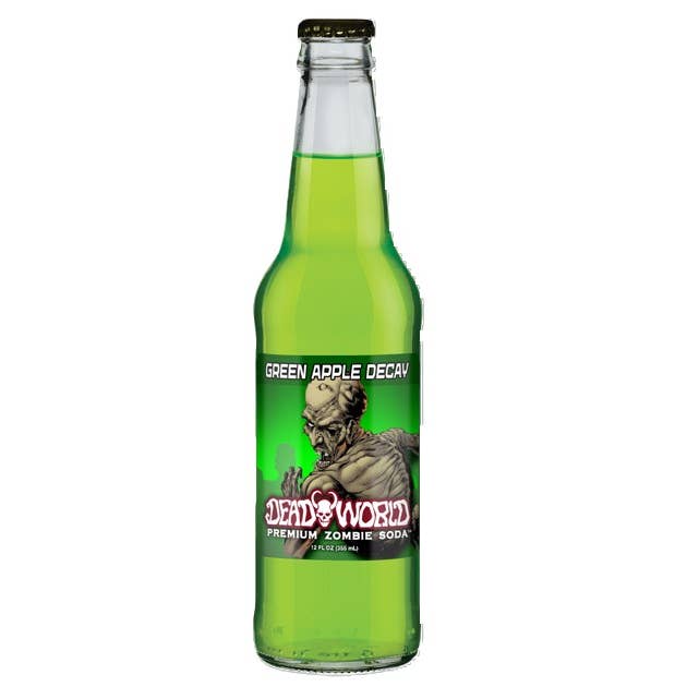 Grandpa Joe's Candy Shop - Wholesale Soda/Carbonated Drink - Dead World Zombie Soda, Green Apple 12oz Glass Bottle 12ct