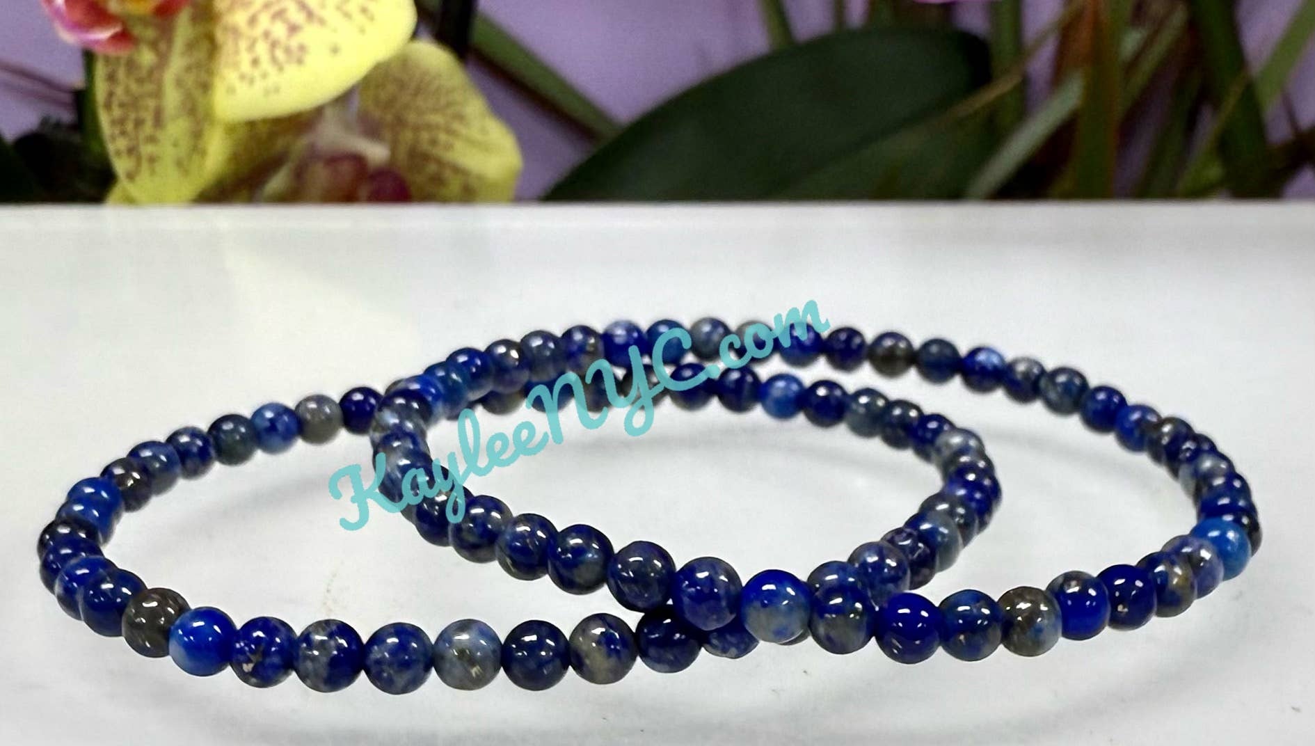 KayleeNYC - Wholesale Beaded Bracelet - Natural Lapis Lazuli 4mm 7.5” Crystal Healing Energy4