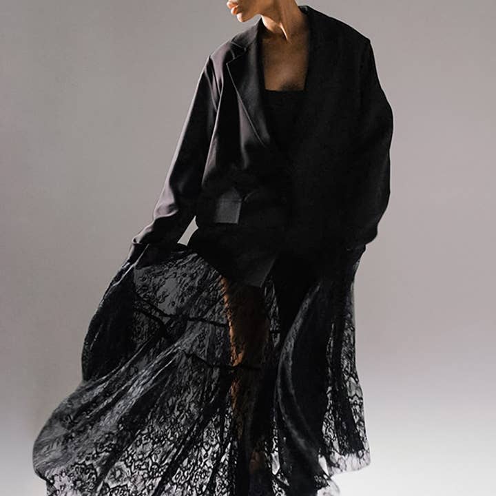 Rosa Clothing - Wholesale Skirt - Women's - Sexy High Waist Sheer Lace Maxi Skirt2