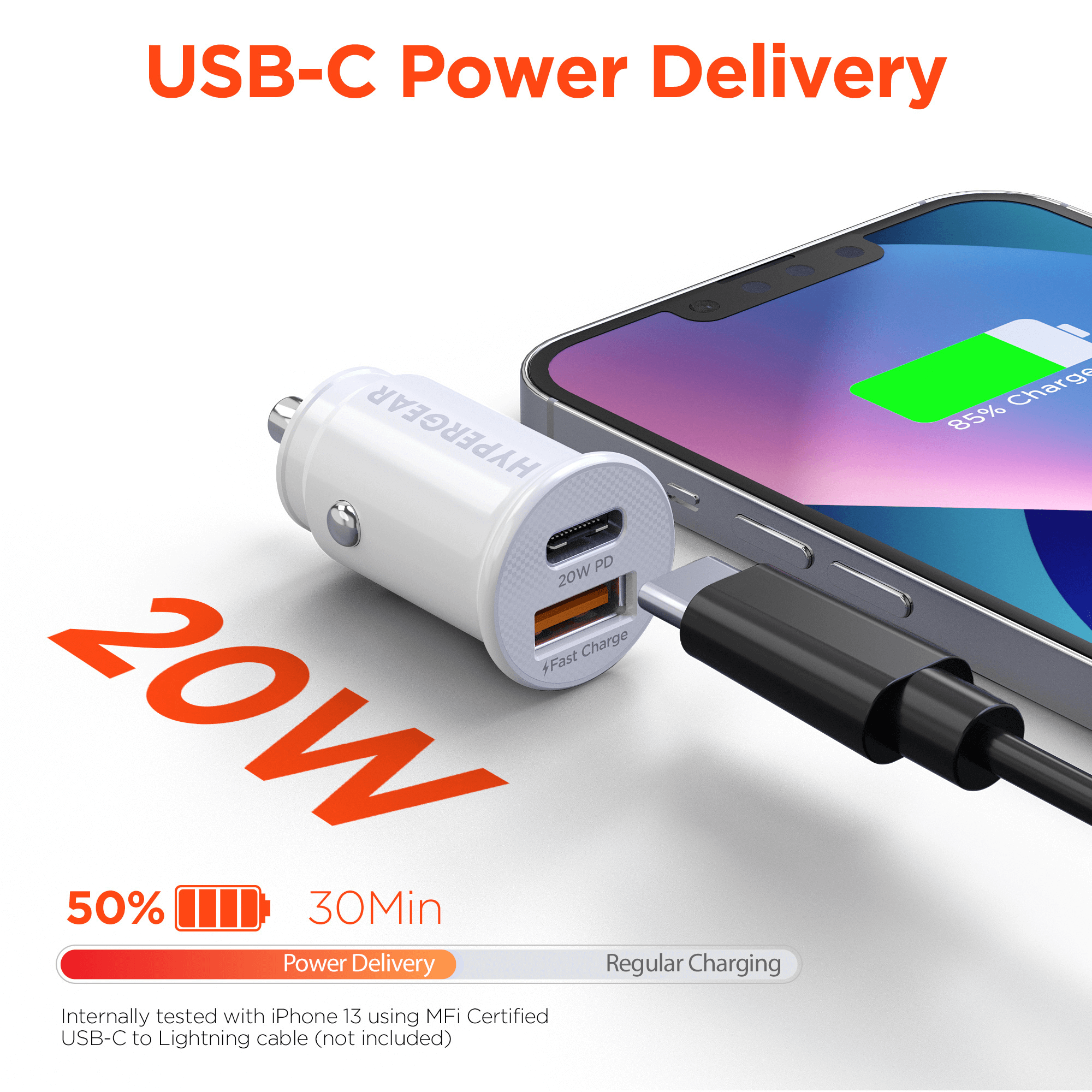 JupiterGear Home - Wholesale Portable Charger - HyperGear Mini 20W USB-C PD + 18W USB Fast Car Charger9