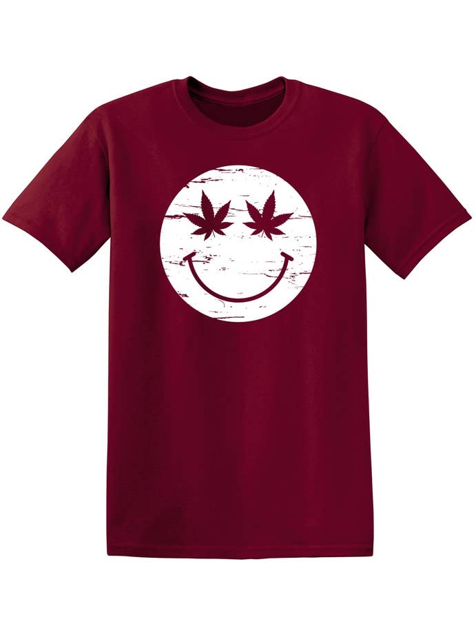 Feelin Good Tees - Wholesale Screen Printed T-Shirt - Unisex - Weed Smile Face12