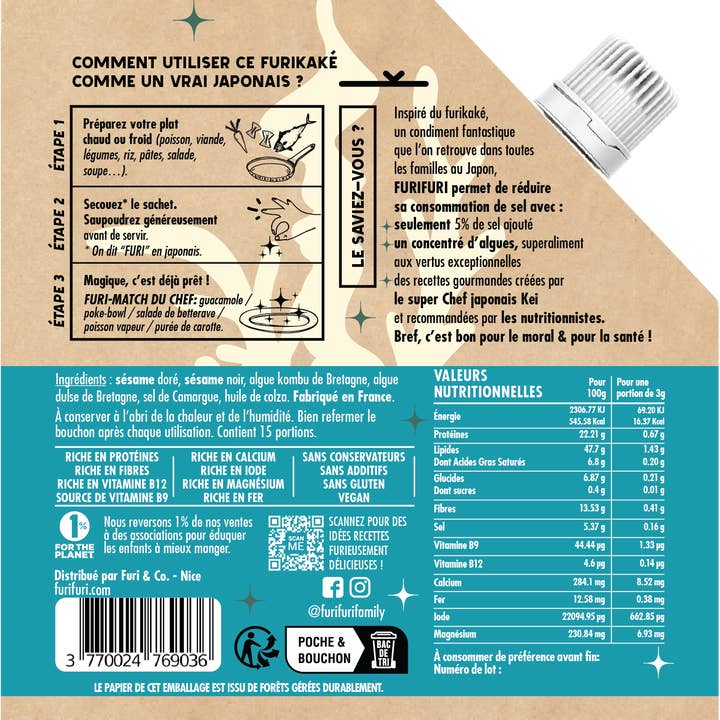 FURIFURI - Wholesale Dried spice mix - Furikake Original - Sesame & seaweed condiment - salt alternative1