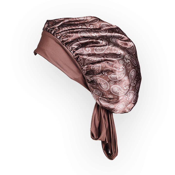 Kembeckled - Wholesale Sleep Cap / Bonnet - Women's - Tie Bonnet | Brown Paisley0