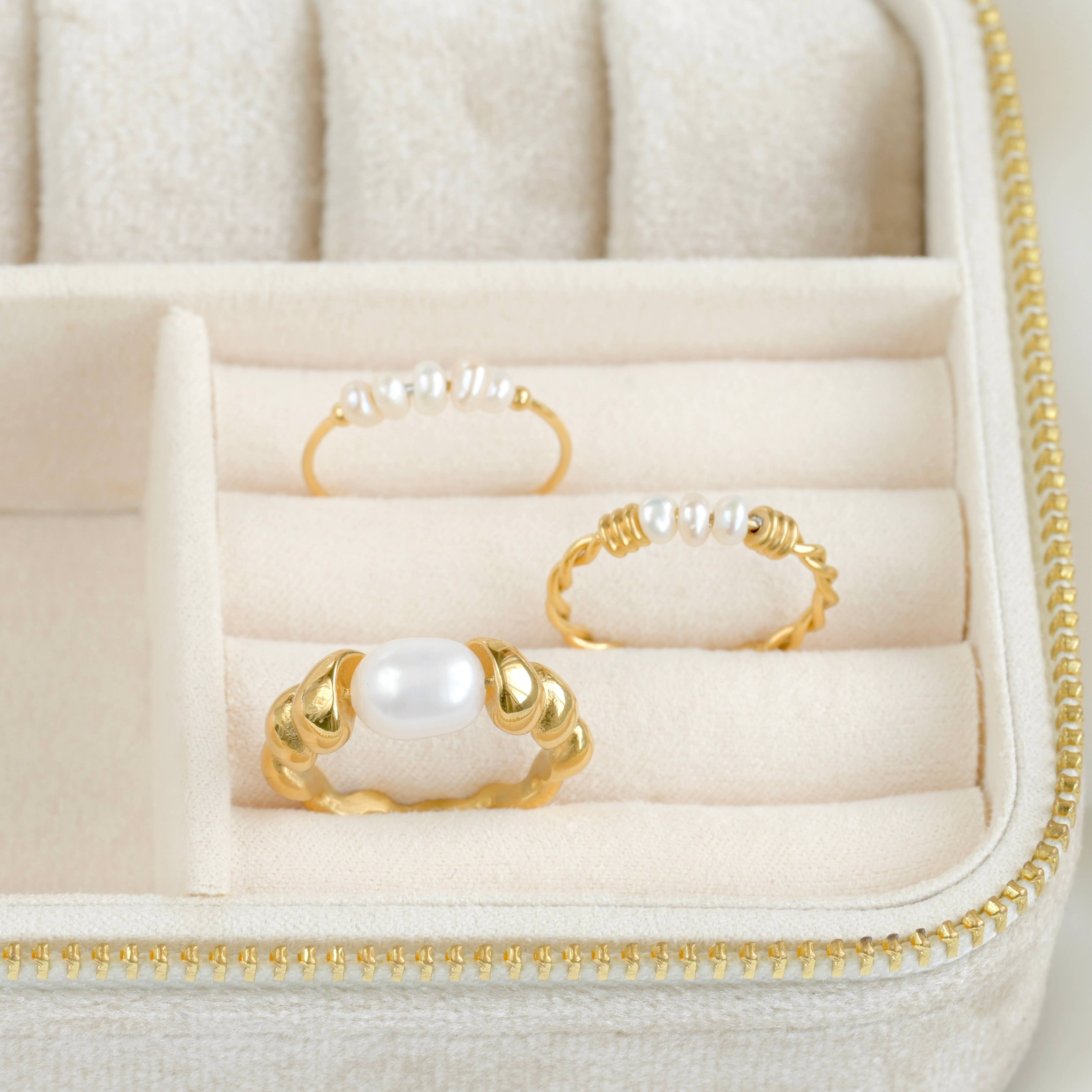 Blueyejewelry - Wholesale Band/Stacked Ring - Freshwater Pearl Rings - Stainless Steel Dainty Pearl Rings1