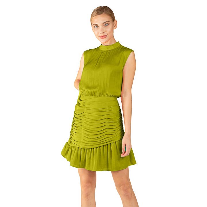 Mini abito Tank con scollo a lupetto e gonna increspata per la vendita all'ingrosso da parte di Naked Zebra Rack