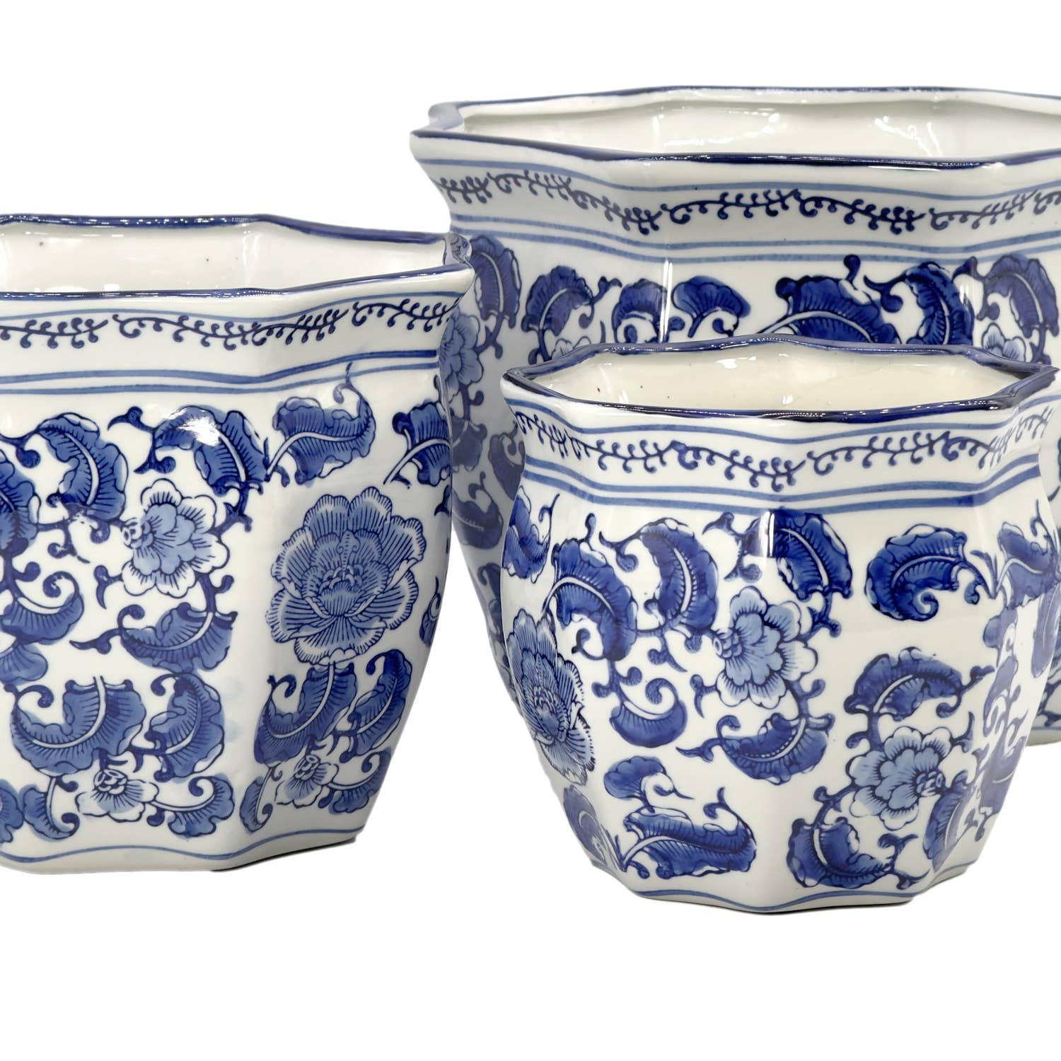 Galt International Company - Vendita all'ingrosso Vasi per piante - Set di 3 vasi per fioriere in ceramica Chinoiserie, 7,5"/10"/13"36