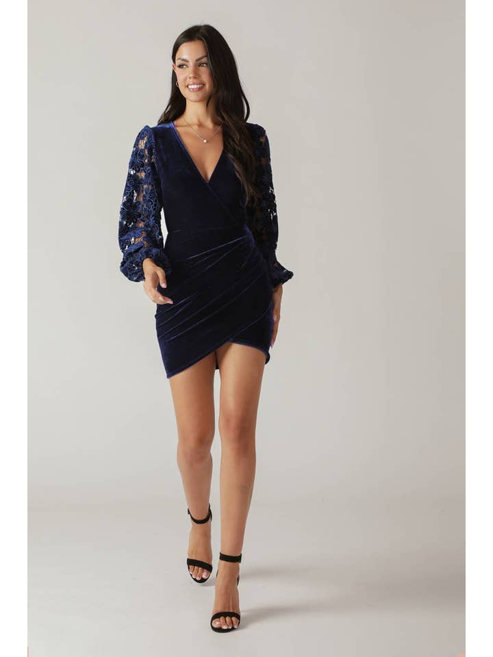 NAVY A velvet mini dress - ID21660 for wholesale on Faire
