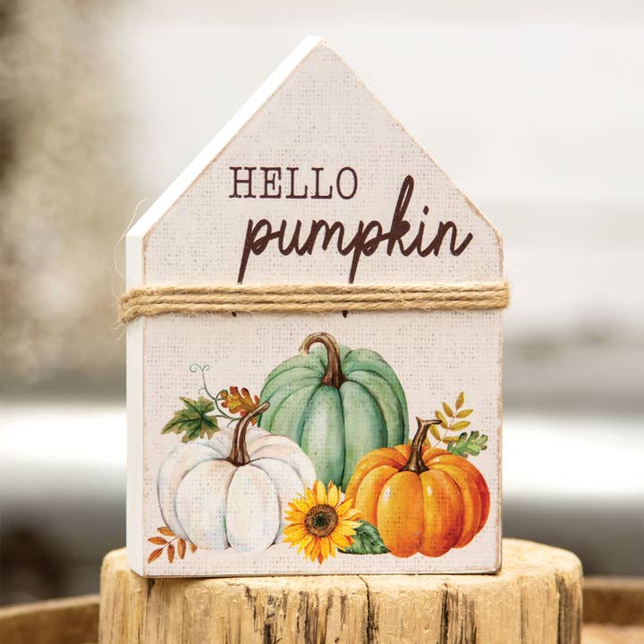 Col House Designs - Wholesale Decorative Tabletop Object - Hello Pumpkin Chunky House Sitter1