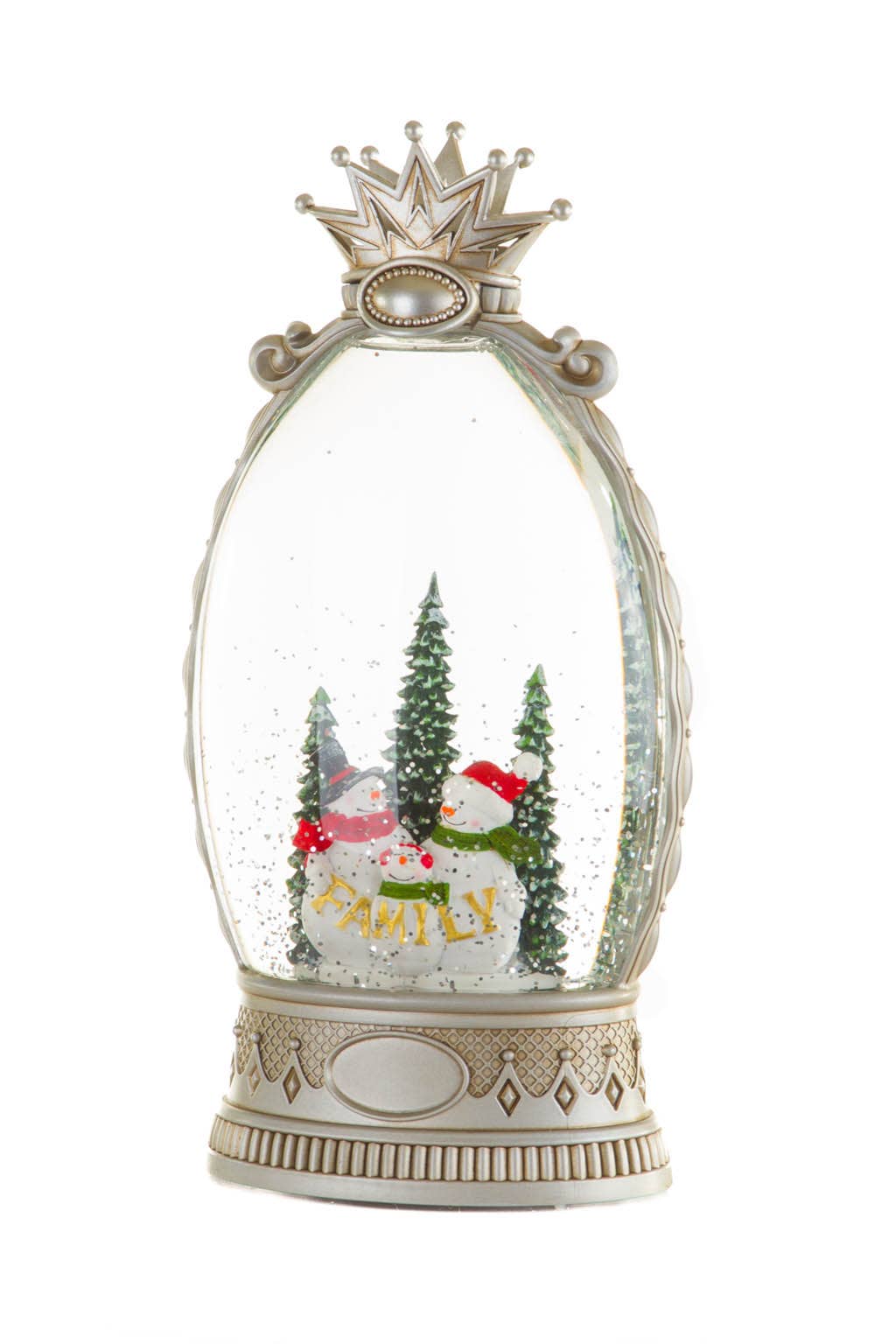 Starlight Collection - Wholesale Snow Globe - Musical Silver LED Snowman Family Snow Globe