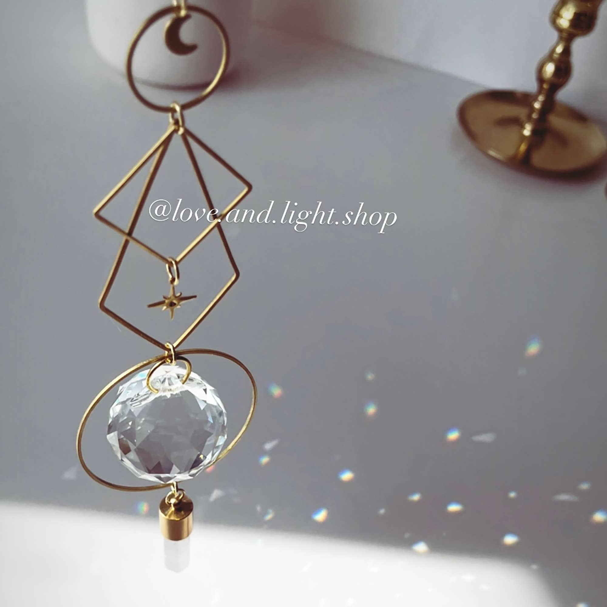 Love + Light – wholesale Suncatcher – ATRIA Celestial Suncatcher + Clear Quartz Crystal3