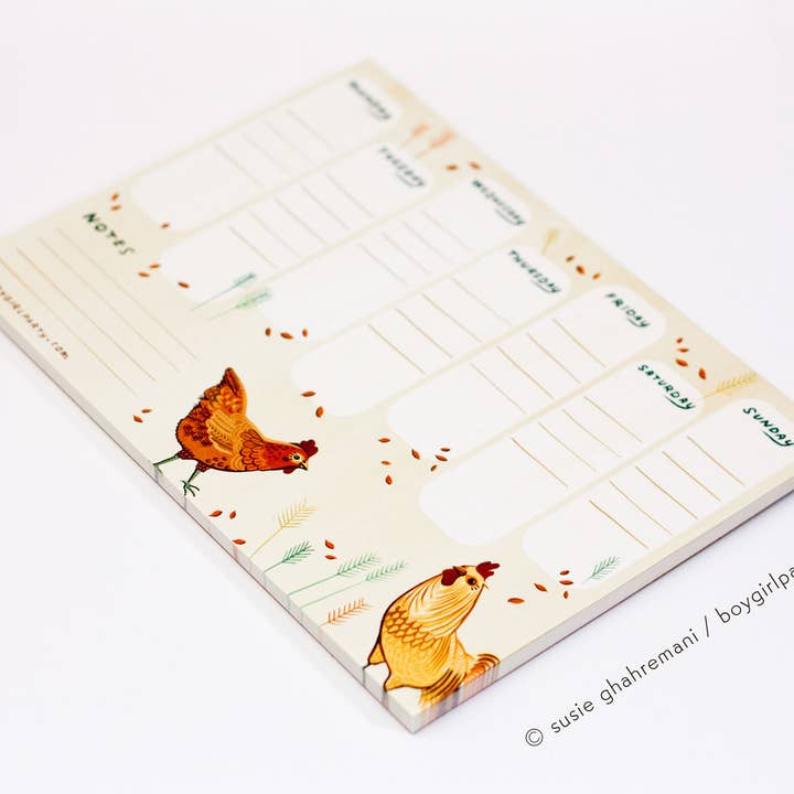 Boygirlparty - Vente Agendas - Agenda hebdomadaire de la ferme - Calendrier sur le thème du poulet1