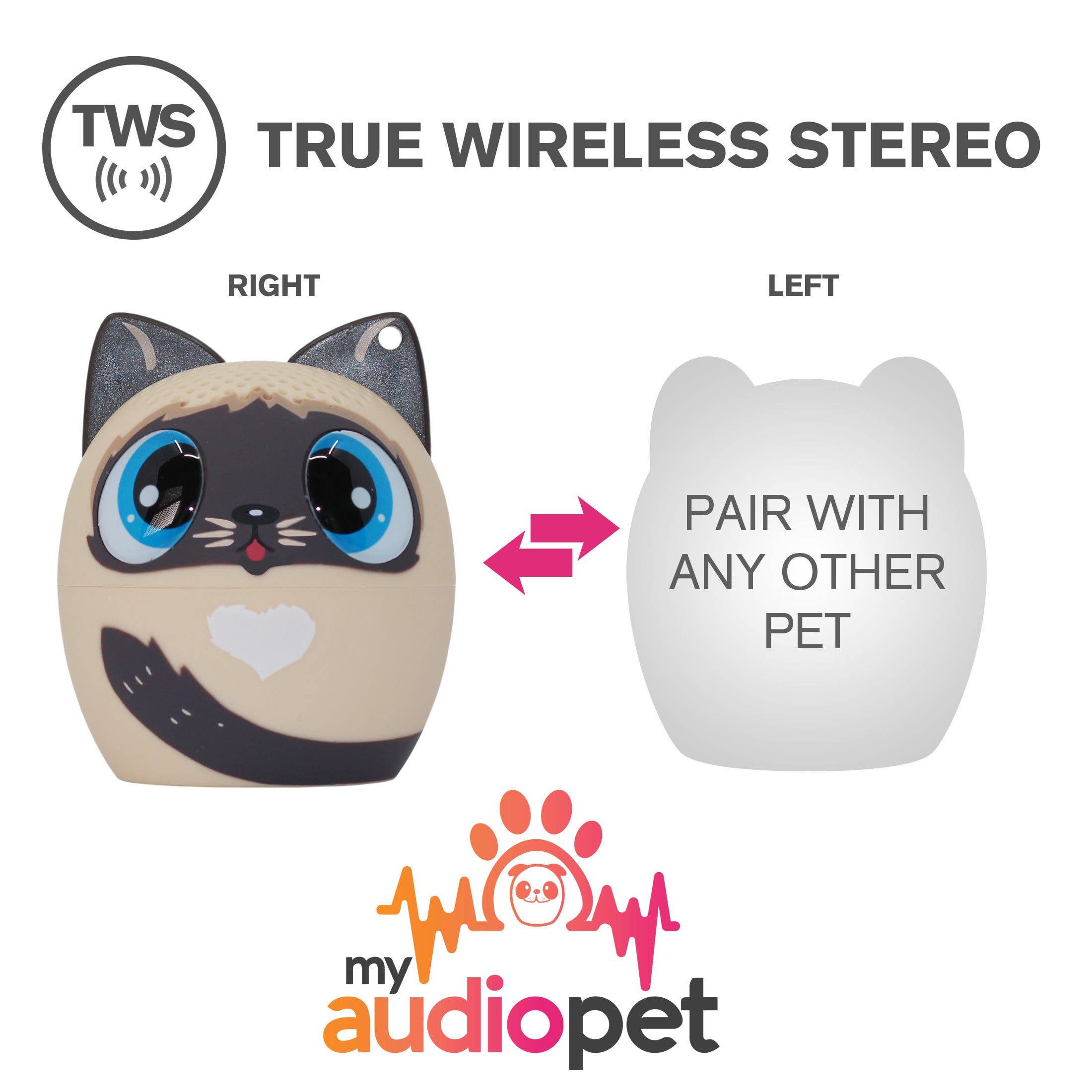 My Audio Life - Vendita all'ingrosso Casse audio - My Audio Pet - Cat2, mini altoparlante Bluetooth gatto2