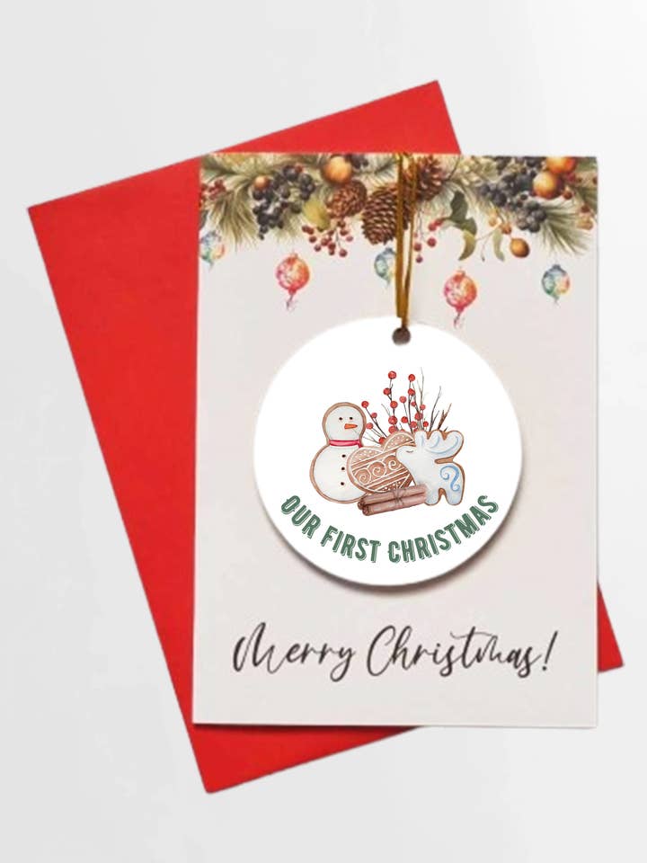 Our first Christmas Gingerbread Card + DETACHABLE BAUBLE for wholesale by Homemade Hollydays Wholesale