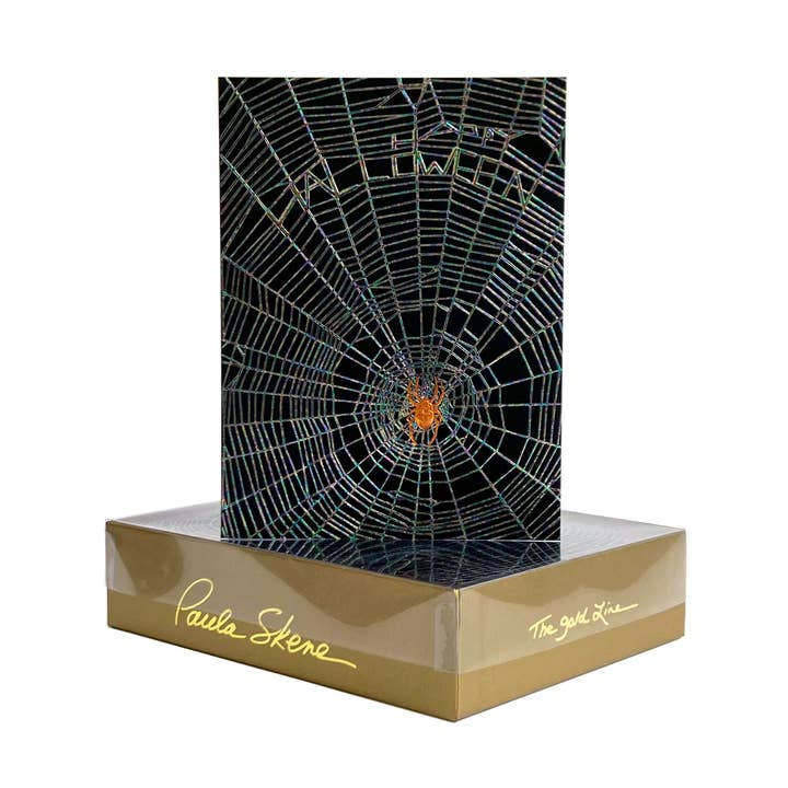 Tarjeta de Halloween negra con forma de araña en telaraña para venta al por mayor de PAULA SKENE DESIGNS