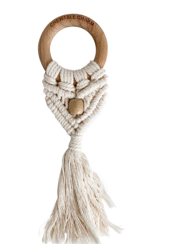 Celeste Macrame Teether + Bead - Cream for wholesale by Chewable Charm