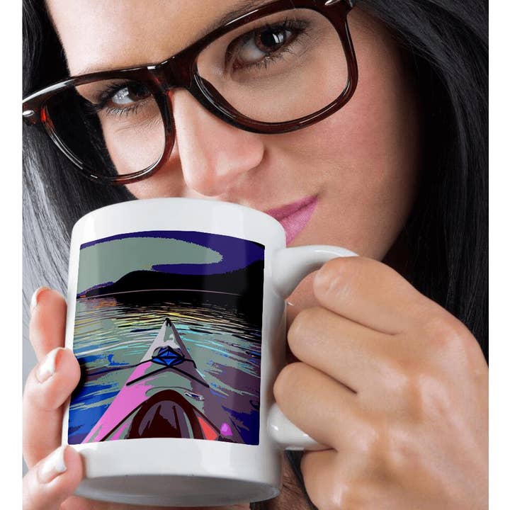 3dRose – Großhandel Kaffeebecher – 3dRose, Cooles, lustiges, künstlerisches Kajak-Design mit Kajakboot auf dem Wasser, Tasse9