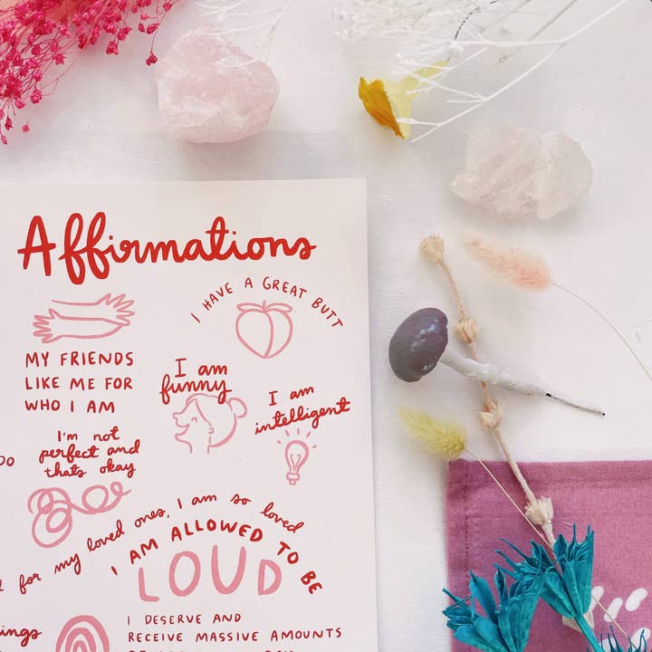 Abbie Ren Illustration - Vente Affiche d'art - Impression artistique Daily Affirmations 8 x 105