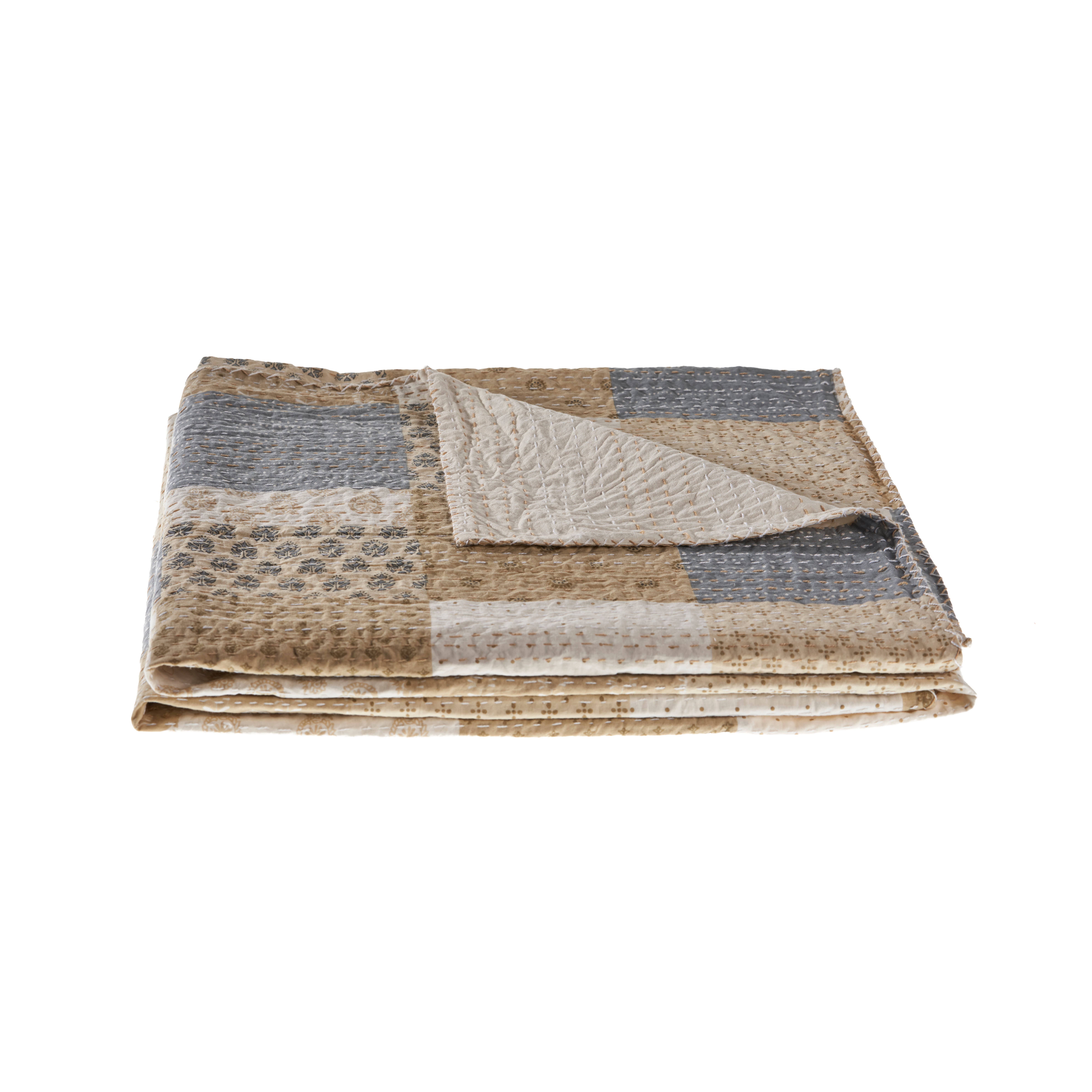 LR Home - Vente Plaids - Couverture matelassée légère Neutral Bliss Kantha4