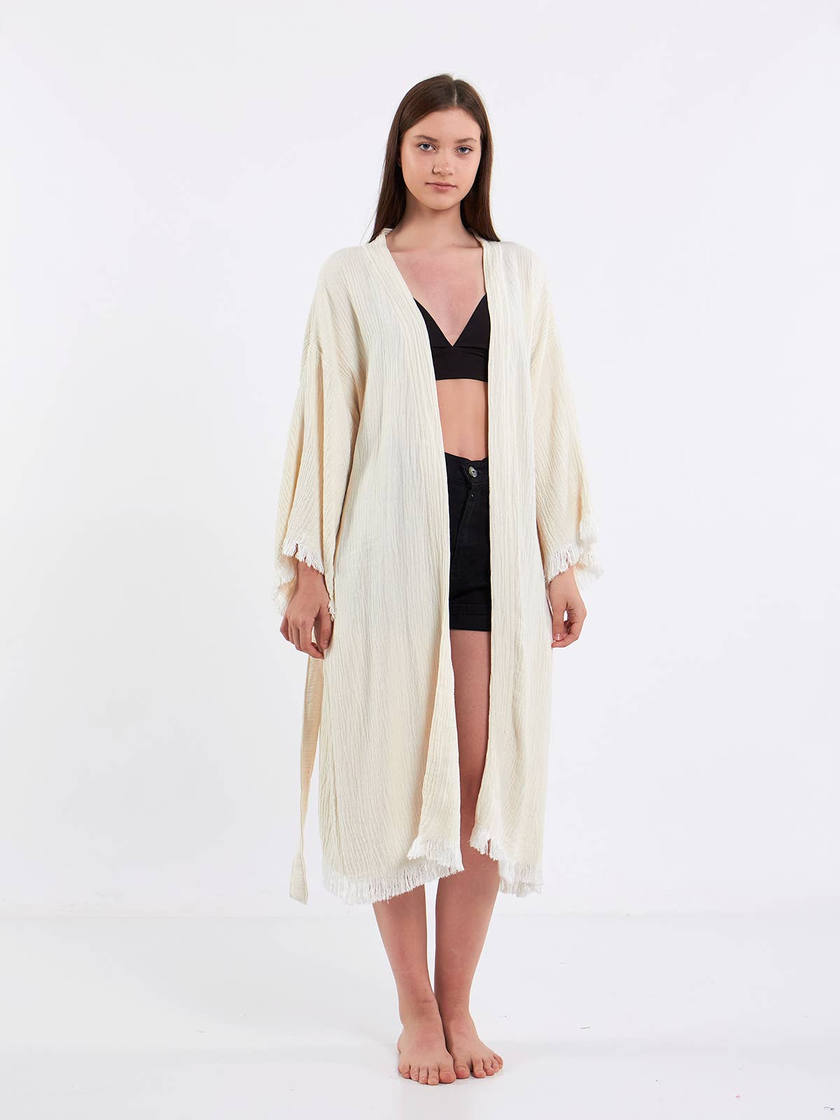 Yaz Concepts – Großhandel Kimono – Damen – Weißer Kimono-Bademantel mit Braut-Schriftzug für die Brautparty8