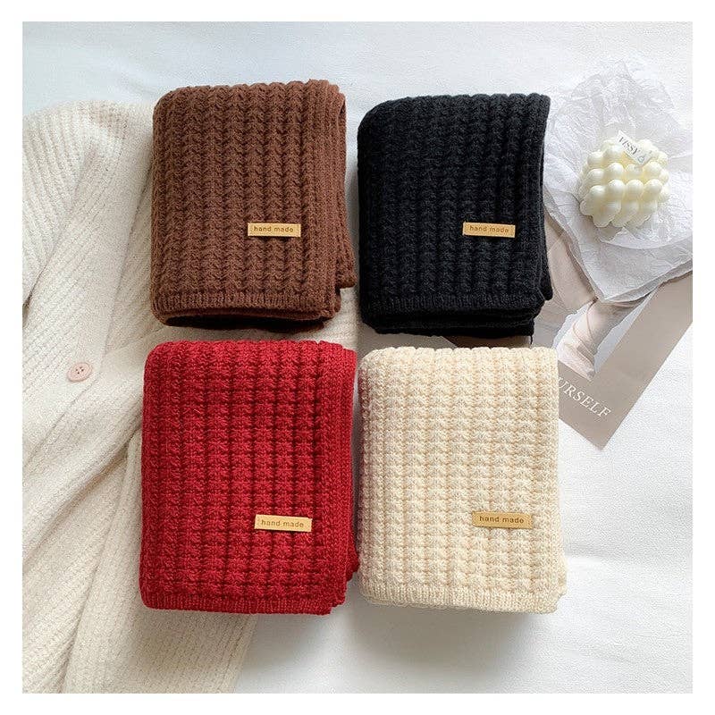 Sheer Trend - Wholesale Scarf - Women's - Solid Color Thick Warm Knitted Scarf6