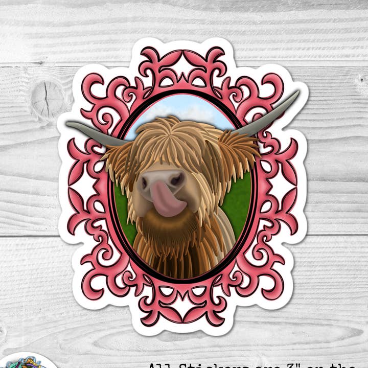 Sassy Highland Cow Sticker for wholesale by For Art Sake Stickers