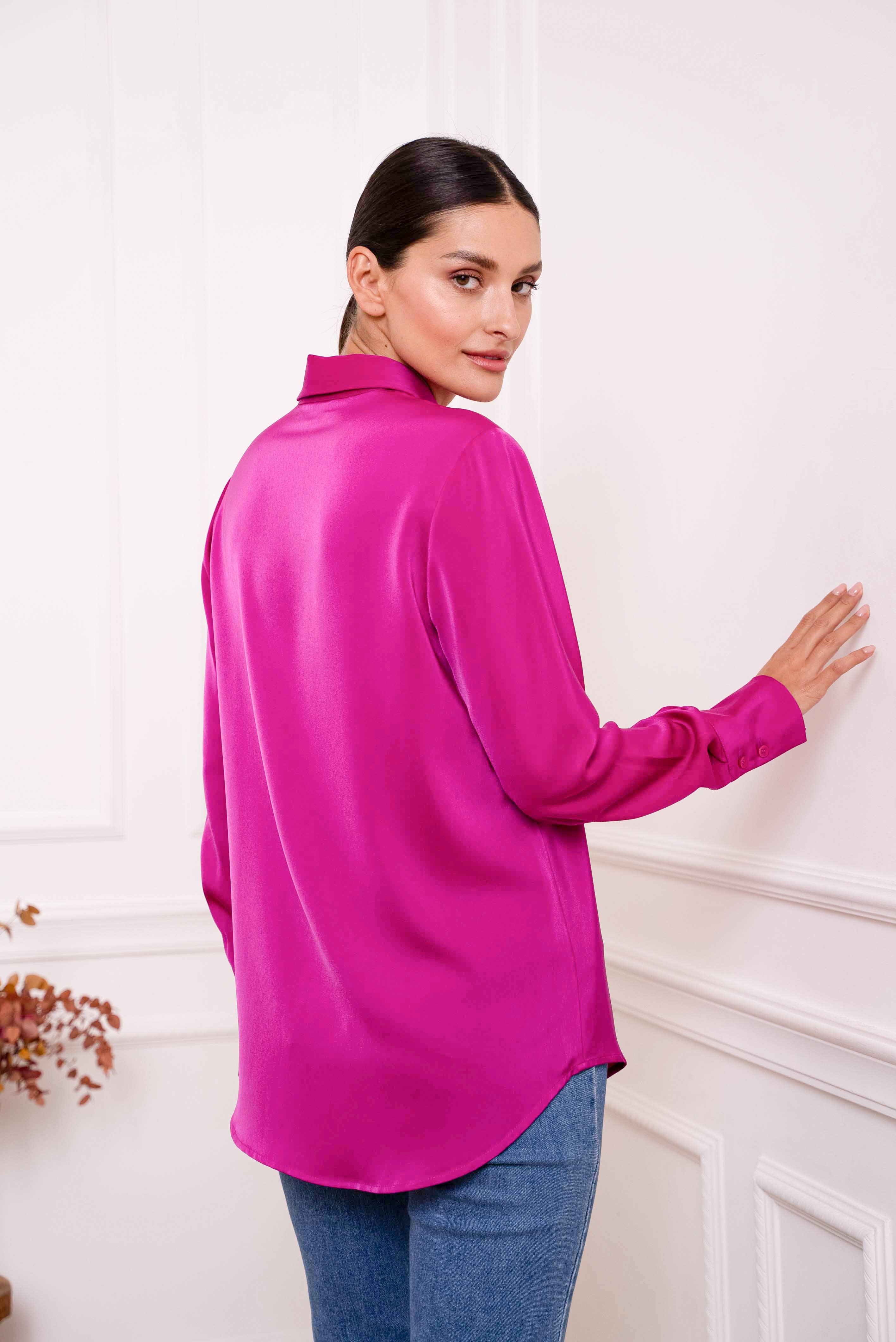 Attentif Paris - Wholesale Button Down Shirt - Women's - Satin shirt with classic notched collar26