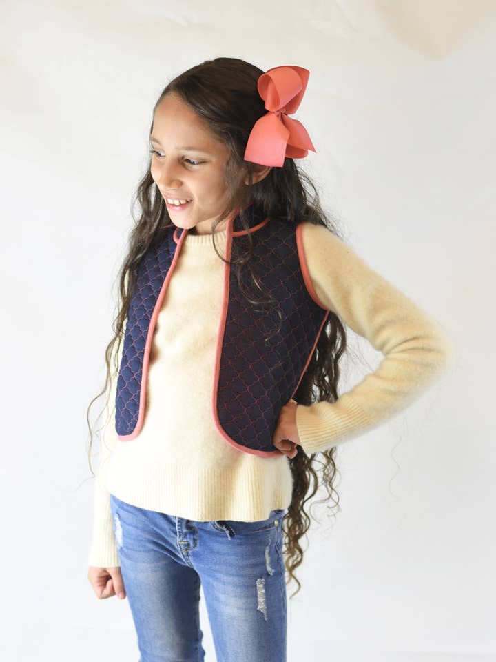 Bläckblå & Rosa Vändbar Ärmfri Jacka : Småbarn : Tonåring : Barn för wholesale av Yo Baby