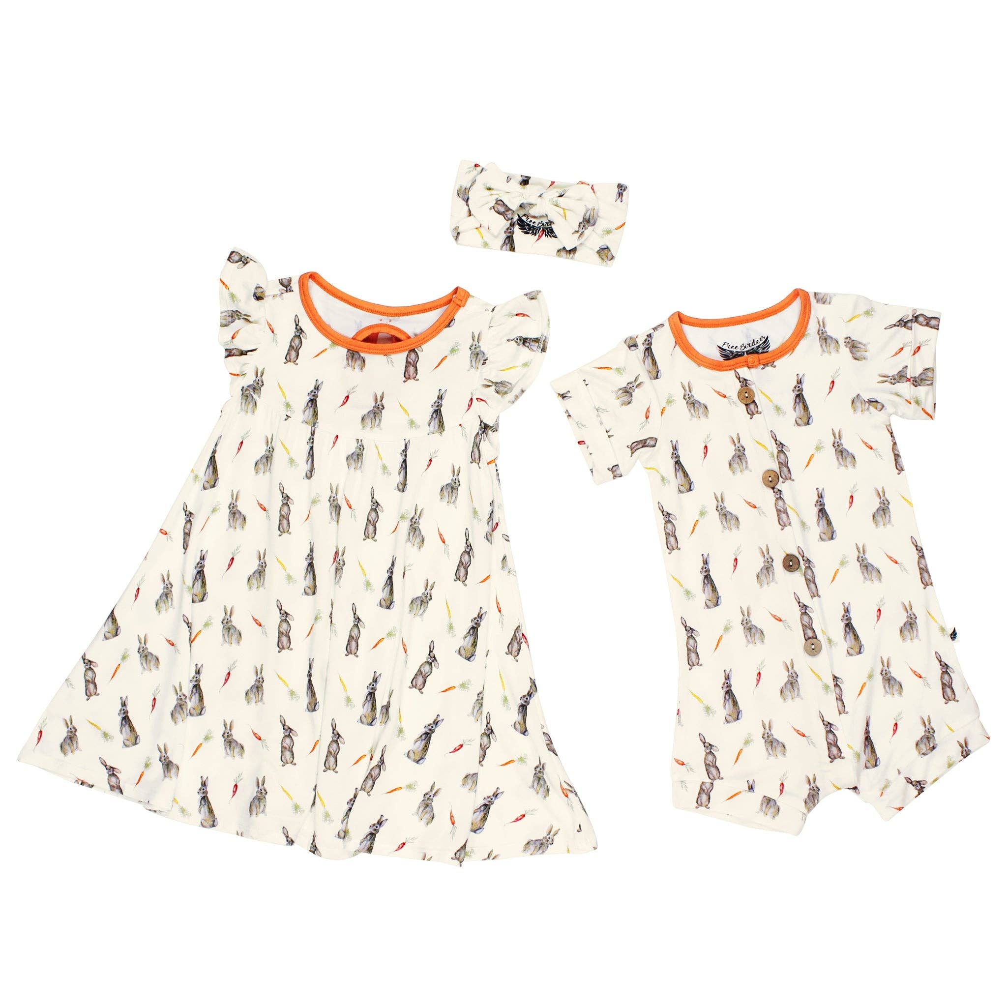 Free Birdees - Wholesale Dress - Kids - Hoppin’ Bunnies & Carrot Patch Twirling Dress (2T-6Y)5