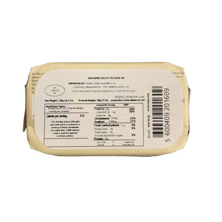 Tin Can Fish ( BELA, Cantara, Mar, Porthos, Varina ) - Wholesale Tinned Fish - Cantara Brand Mackerel Fillets in Olive Oil - 6 Pack