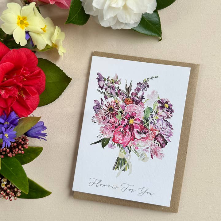Artist’s Hand-Painted Floral Card for wholesale by Katie Hipwell Design