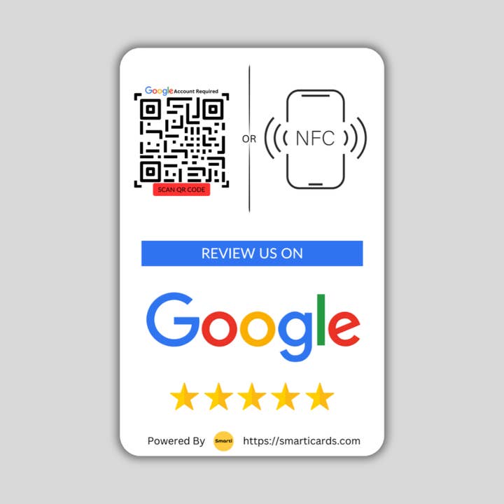 Google Anmeldelseskort med QR-kode for engroshandel hos Smarti Cards