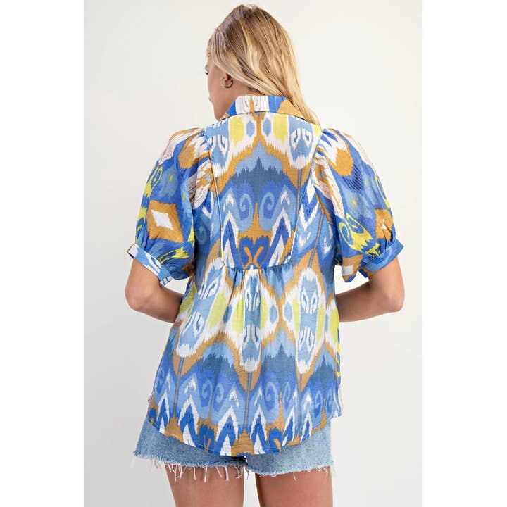 STYLE USA - Wholesale Tunic - Women's - Print Smocked Yoke Top