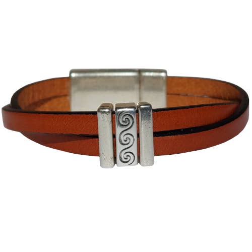 The Essence of Silver – Großhandel Armreif – Damen Scroll Lederarmband