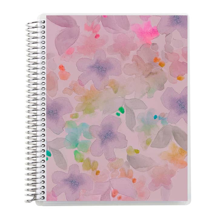 7x9 WC Blossom Coiled Notebook - lined, platinum coil for wholesale by Erin Condren Design