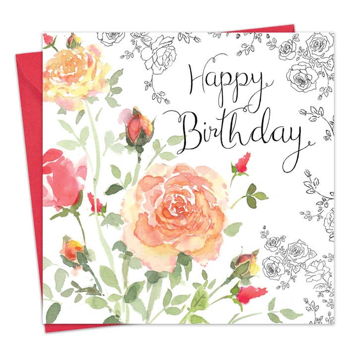 Roses - Female Happy Birthday Card for wholesale by Twizler Ltd