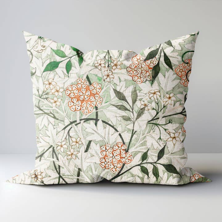 NorraVilla - Venta al por mayor Funda de cojín - Funda de cojín de lino con estampado de jazmín de William Morris