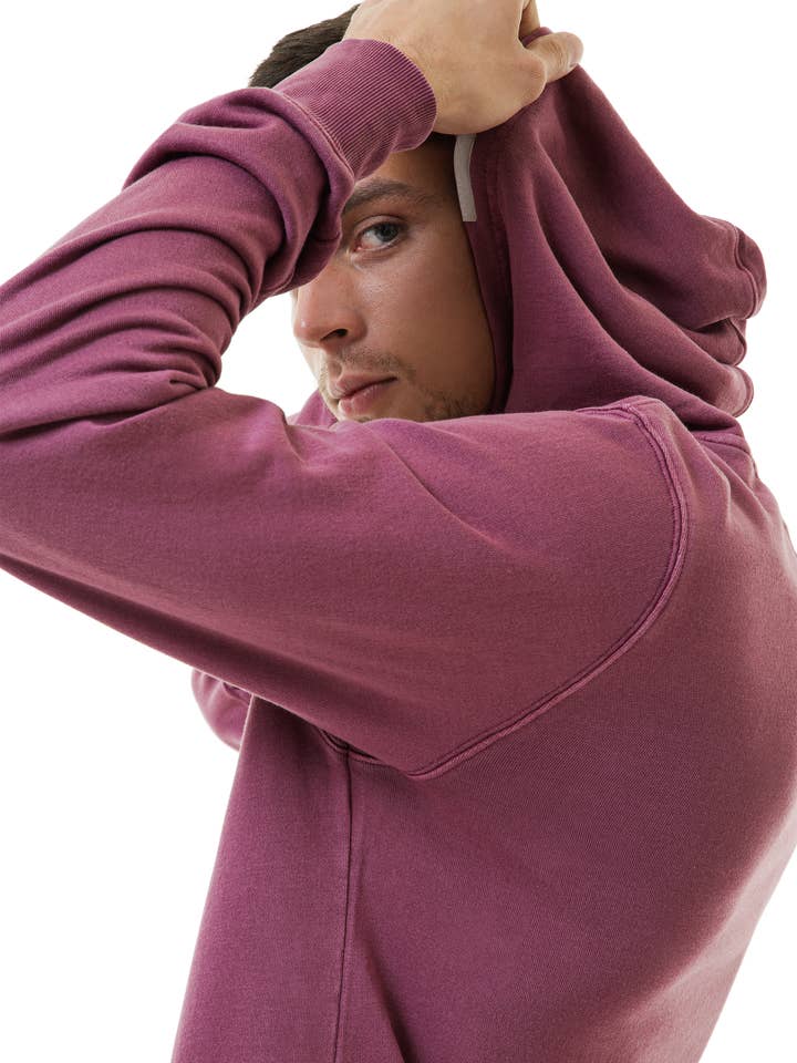 MAHA YOGI STONE HOODIE COFFEE YARN FRENCH TERRY - CHERRY for wholesale on Faire