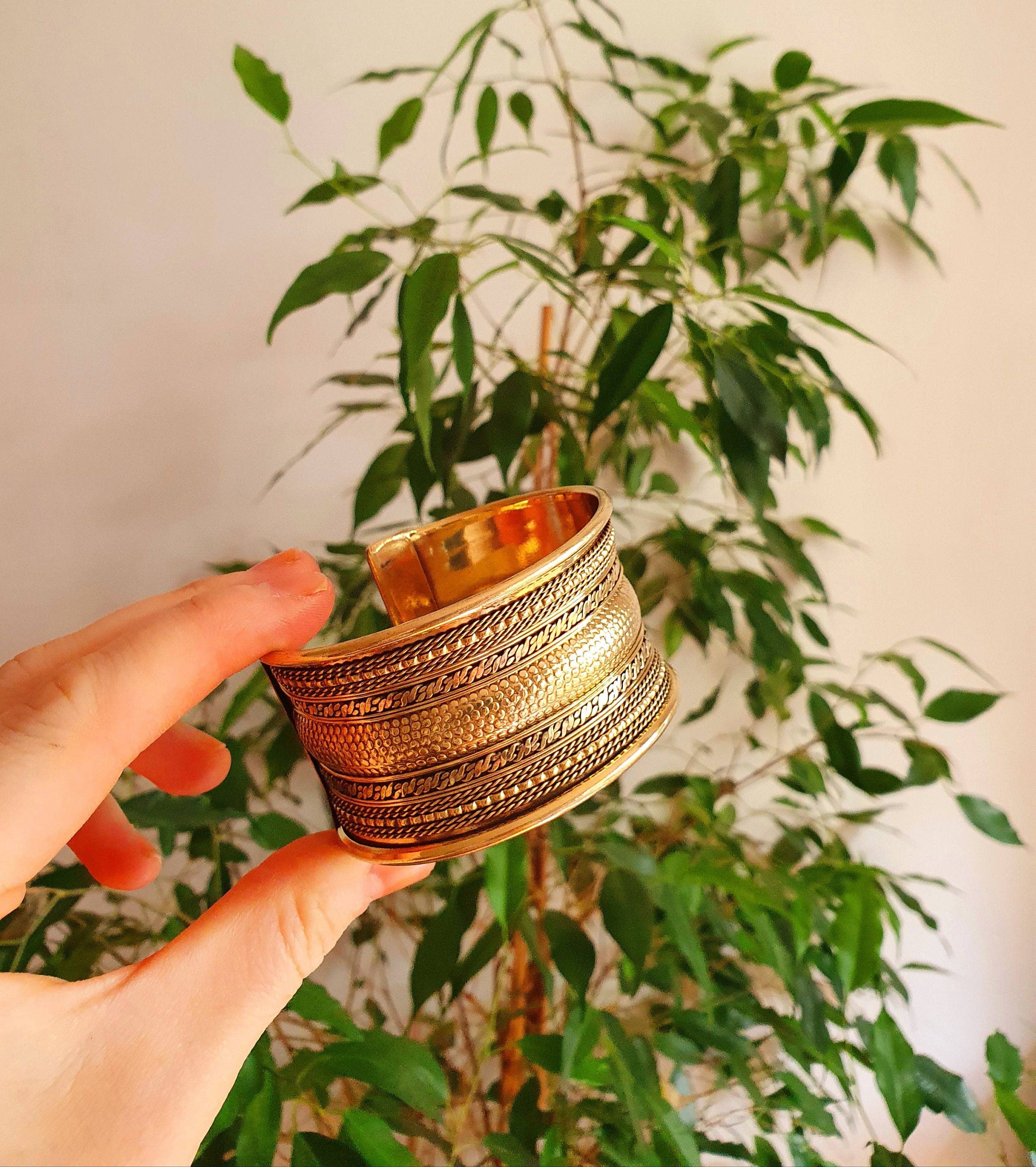 Kaali Boutique - Wholesale Cuff Bracelet - Textured Brass Cuff Bracelet / Tribal / Celtic / Boho / Ethnic / Rustic / Bohemian / Hippie / Gypsy / Jewellery / Adjustable / Unisex / Mens4