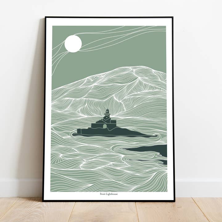 Fenit Lighthouse, Co. Kerry, Ireland Giclée print for wholesale by Emily Mckeagney Design