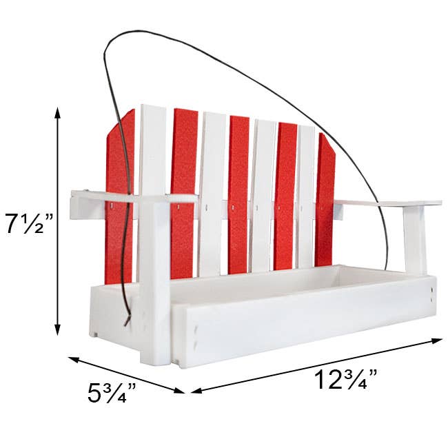 BestNest Inc - Wholesale Bird Feeder - Amish Made Recycled Plastic Swing Seed Feeder, Red & White2