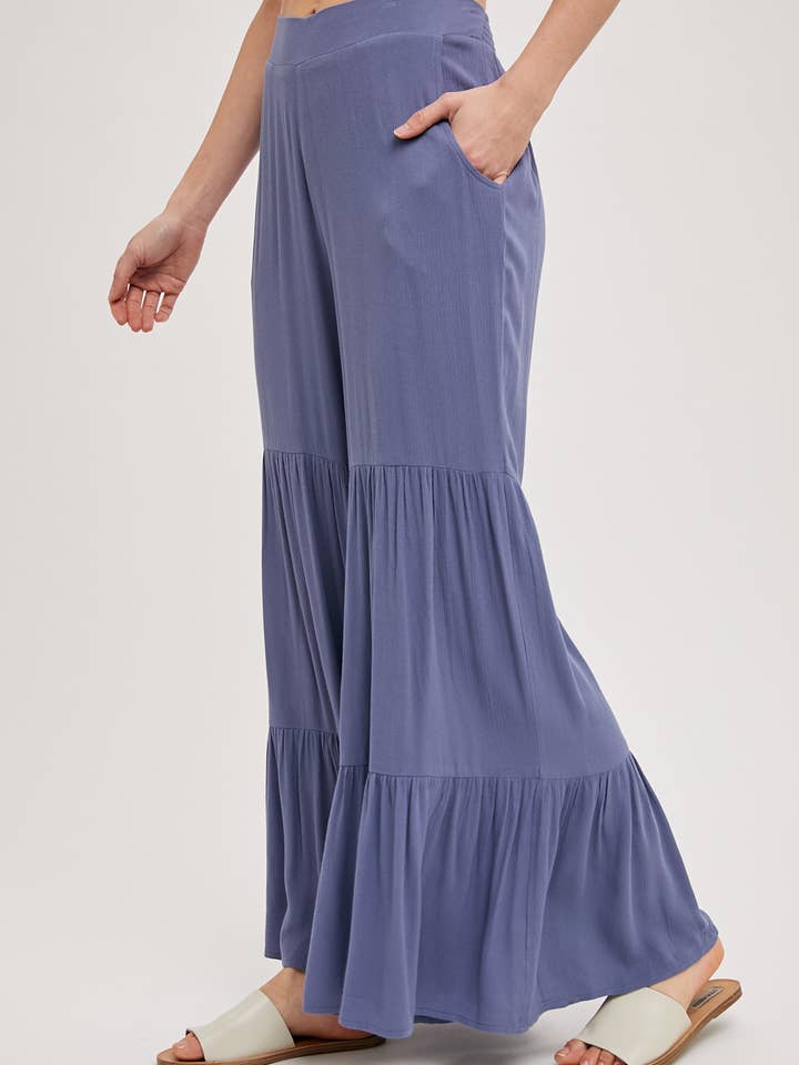 Bluivy - Vente Pantalon – femme - Pantalon ample à volants sans doublure19