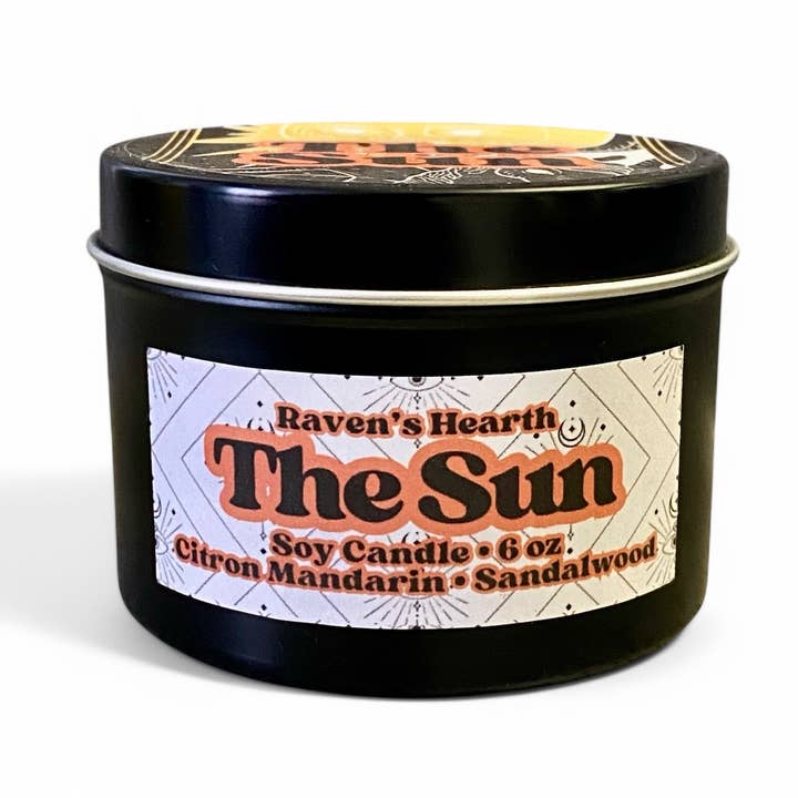 Raven’s Hearth - Wholesale Travel Candles - The Sun Candle | Warm Citrus Scent | Soy Wax | Vegan1