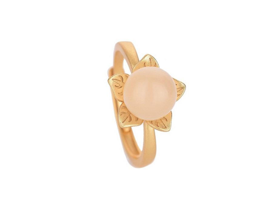 Bright MacMing – Engroshandel Statementring – Jade bold på Golden Flower Open Ring4