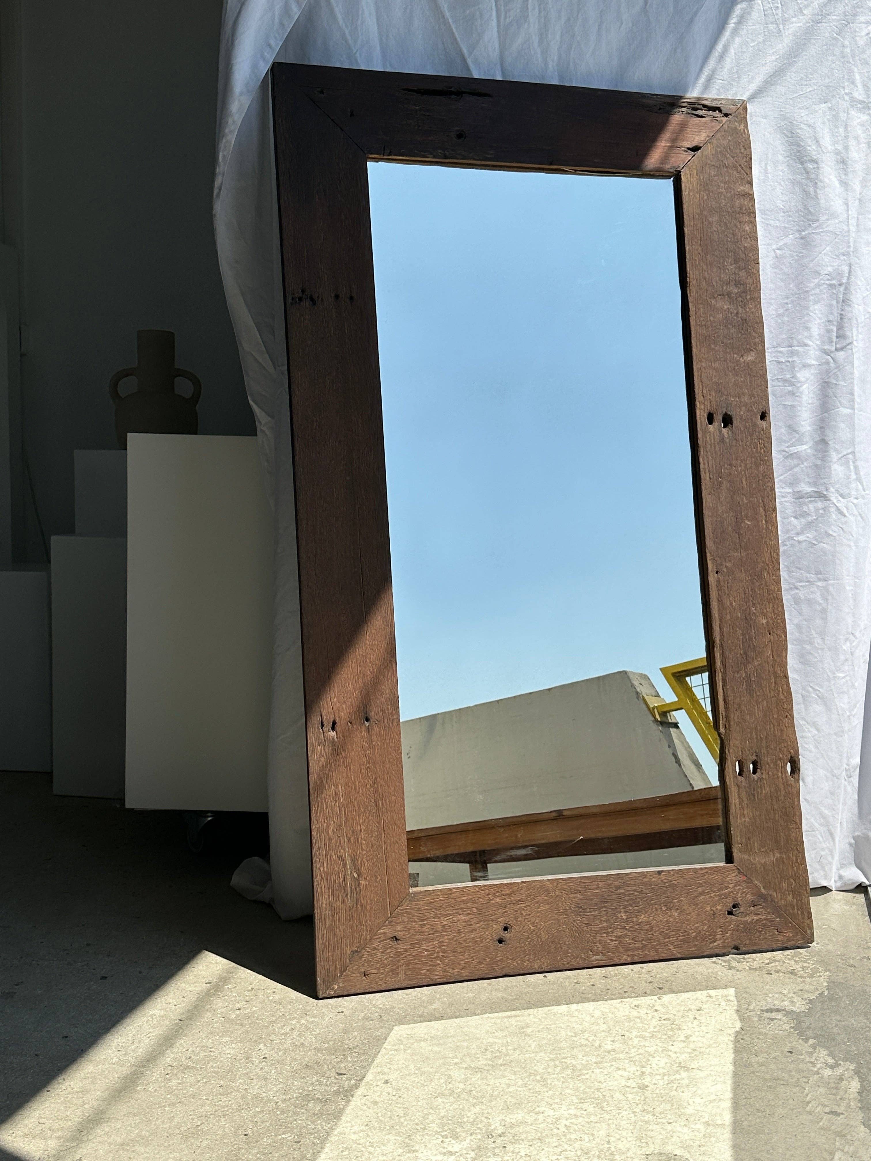 Office Objets - Wholesale Wall Mirror - Mirror with exotic brutalist old iron wood frame H:139cm38