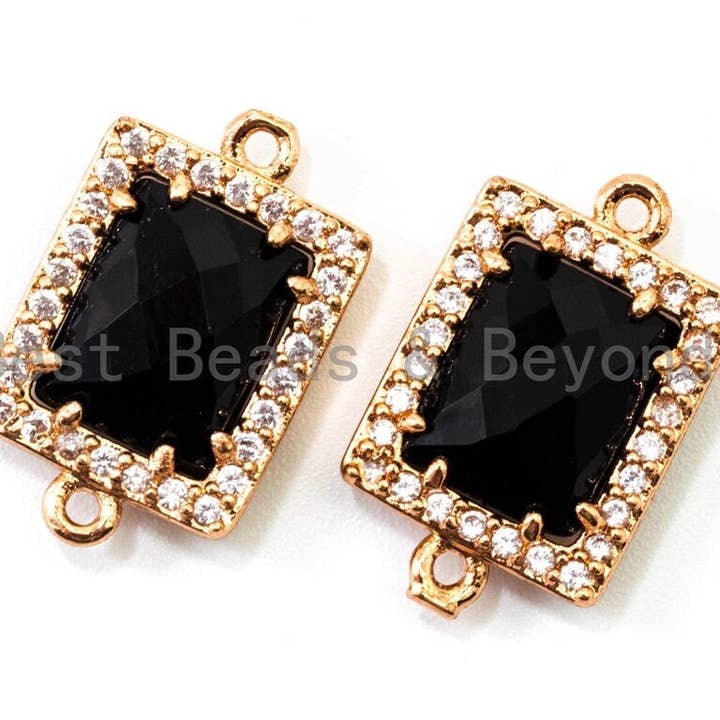 BestBeads&Beyond – wholesale Individual charm/pendant – Rectangle Connector with Faceted Crystal Beads, sku#A822