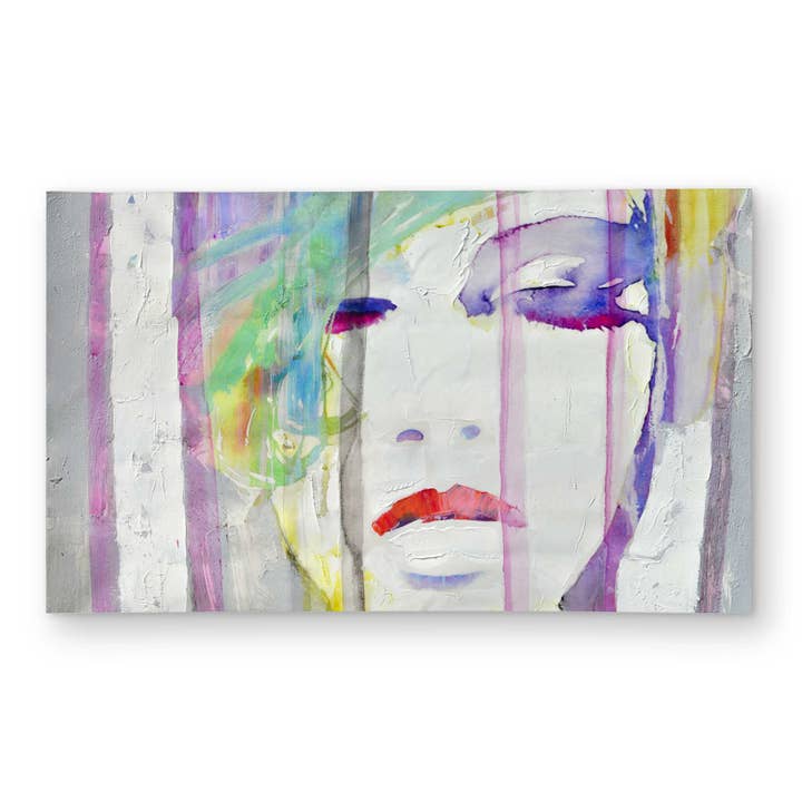 Abstract Colorful Portrait - Gray Outdoor Area Rug for wholesale by BEGIN HOME DECOR