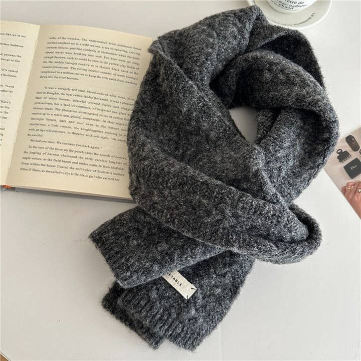 Plush Looks - Wholesale Scarf - Women's - Solid Color Wool Cable Knit Scarf