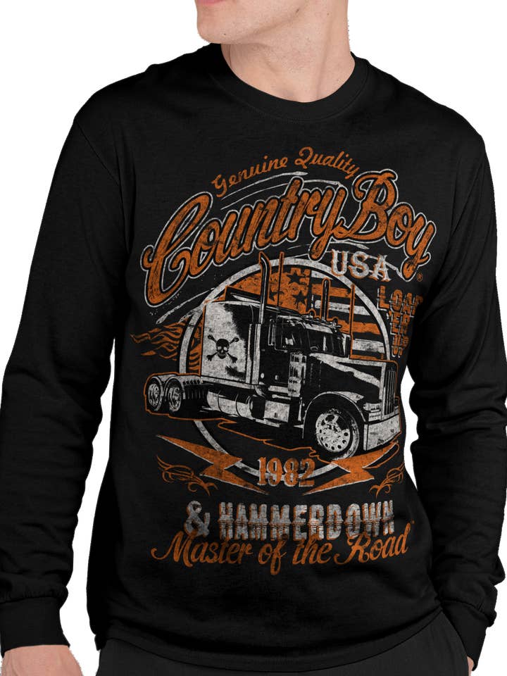 Maglietta a maniche lunghe da uomo Country Boy® Master of the Road per la vendita all'ingrosso da parte di Country Girl Store