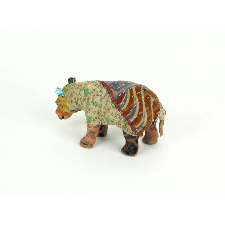 Things2Die4 - Wholesale Decorative Figurine - Handcrafted Vintage Look Sari Cloth Fabric Paper Mache Bear2